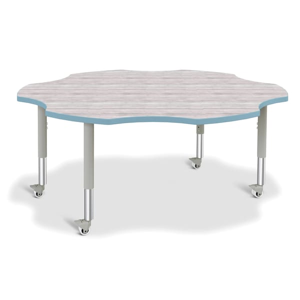 Berries Six Leaf Activity Table, Mobile, Driftwood Gray/Coastal Blue/Gray